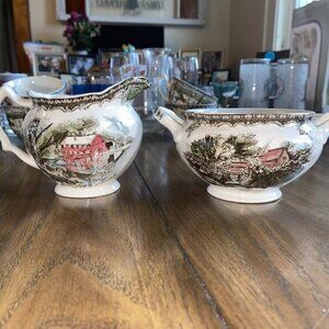 Johnson Brothers Harvest Time Creamer Sugar No Lid GUC The Lily Pond
